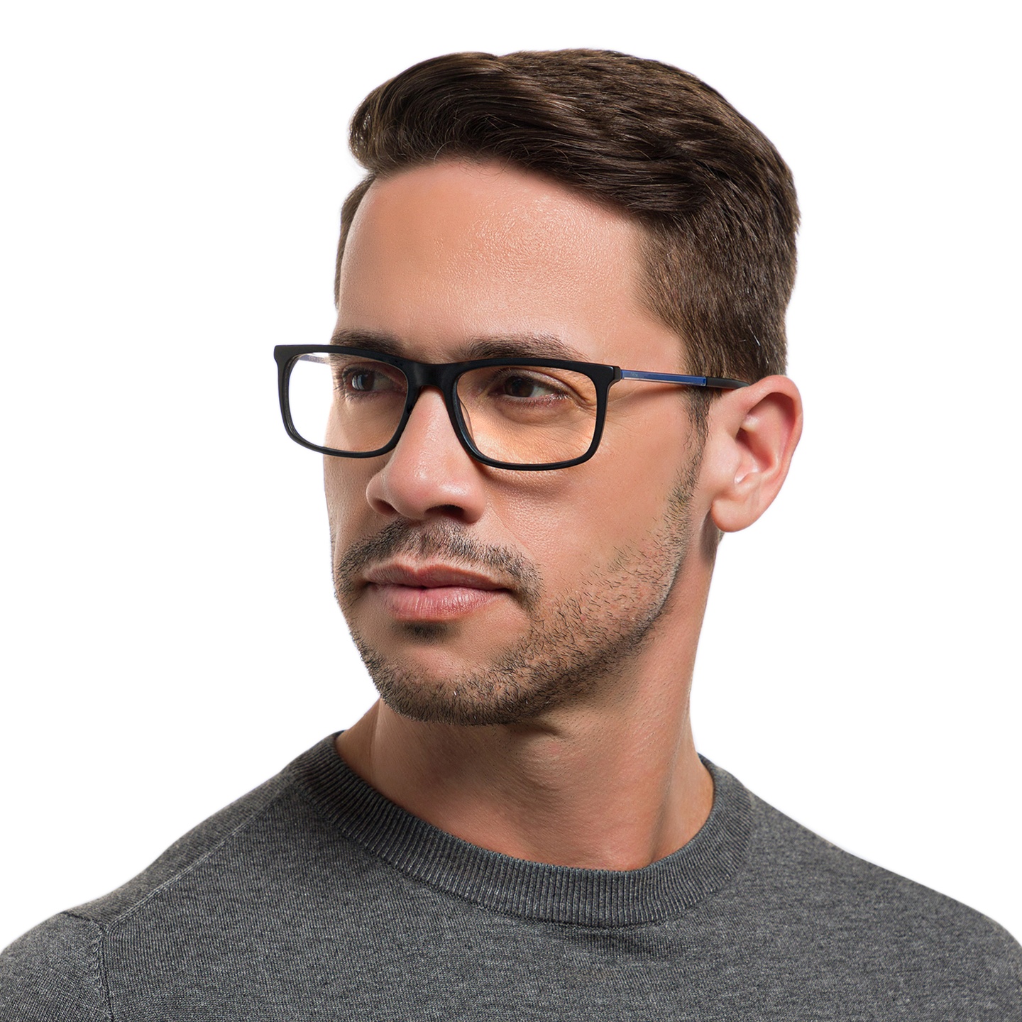 Shop EYE'M Wide Rectangle Eyeglasses in Black online.