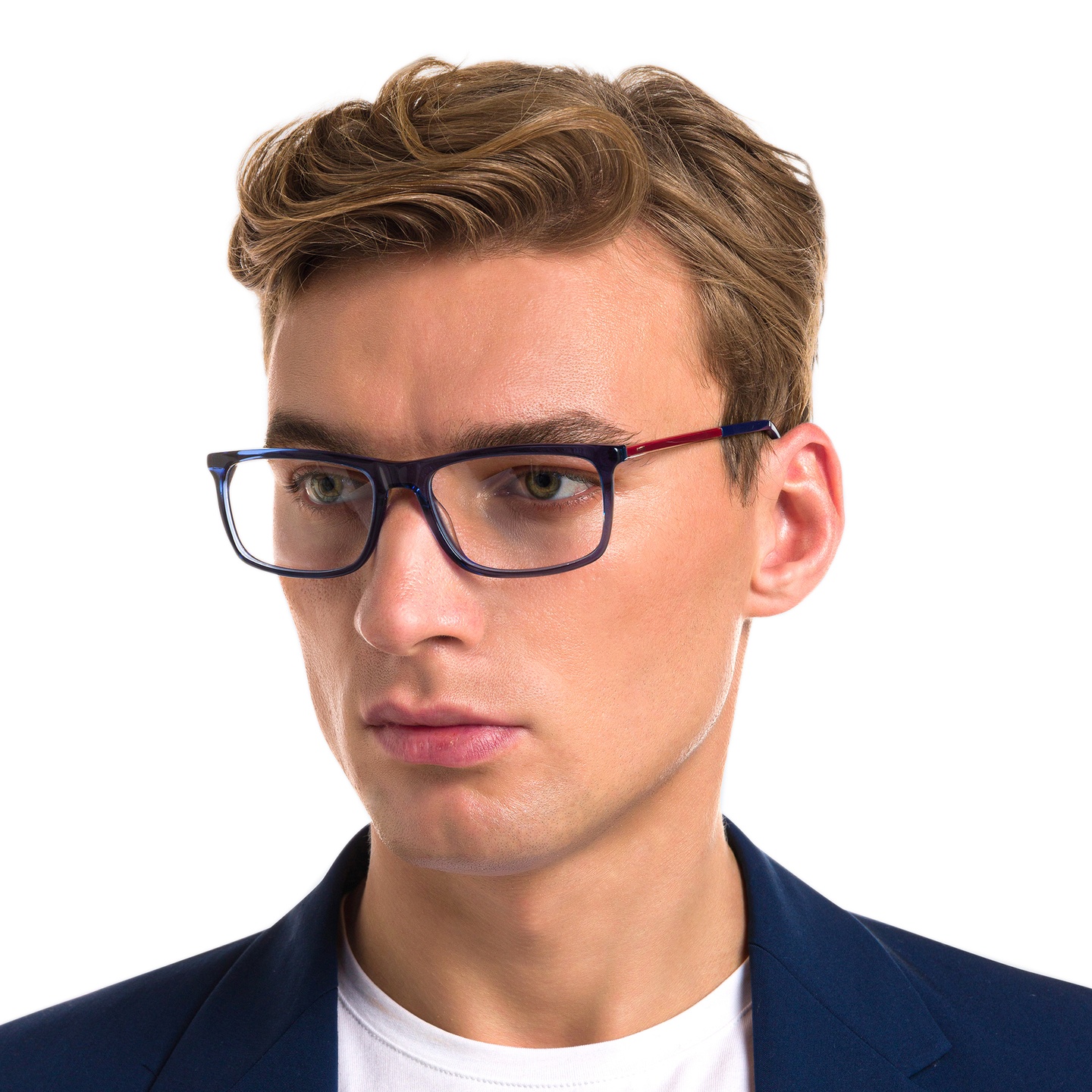Shop EYE'M Wide Rectangle Eyeglasses in Blue online.