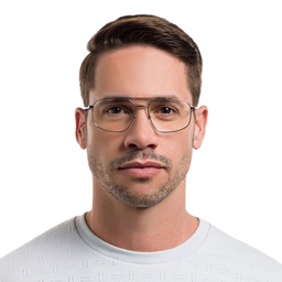 EYE'M Wide Aviator Eyeglasses in Silver – Model Photo 2