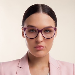 EYE'M Cat Eye Eyeglasses in Pink – Model Photo 2