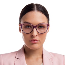 EYE'M Cat Eye Eyeglasses in Pink – Model Photo 5