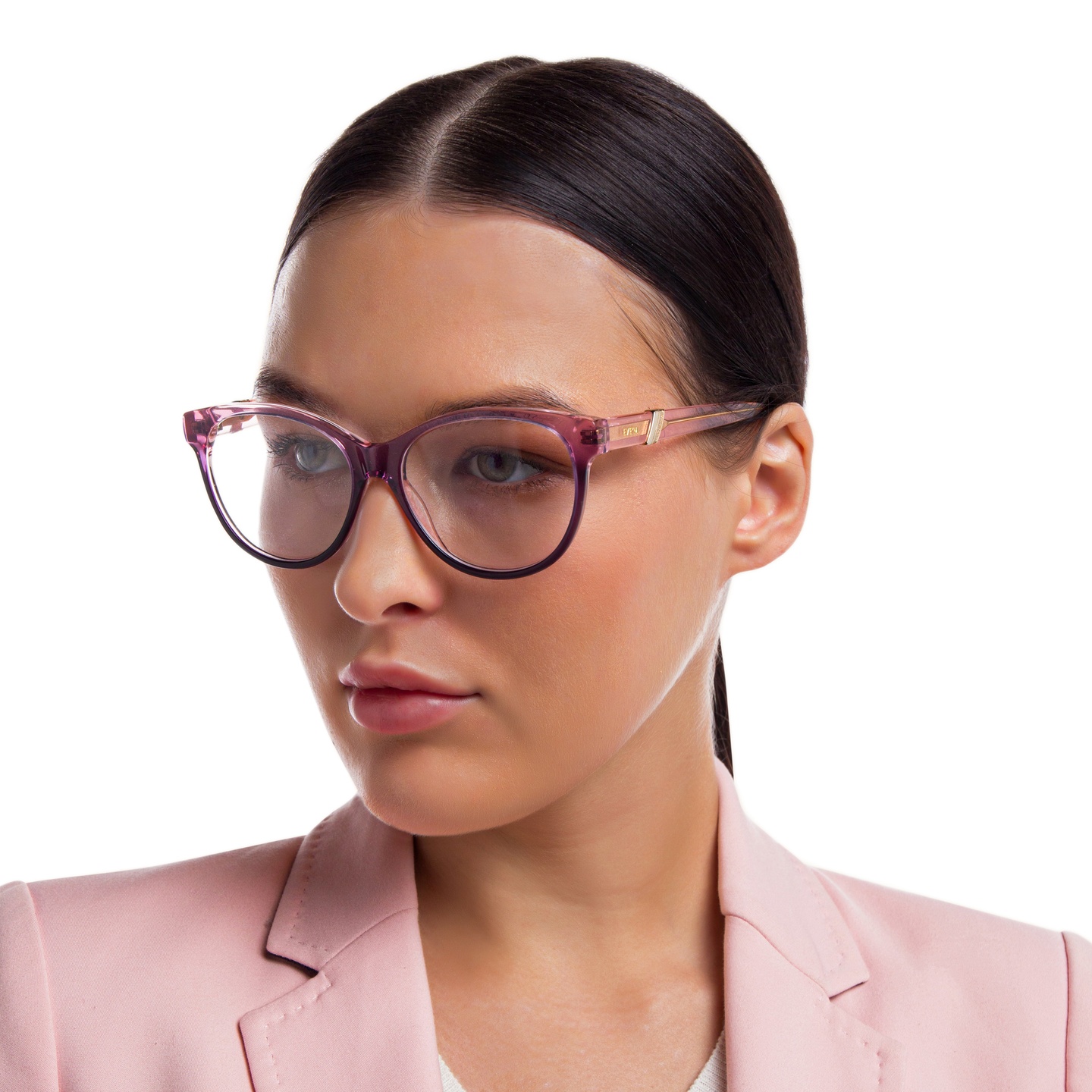 EYE'M Cat Eye Eyeglasses in Pink – Model Photo 5