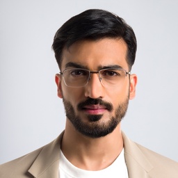 EYE'M Half Rim Rectangle Eyeglasses in Dusty Rose – Model Photo 2