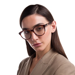 EYE'M Round Eyeglasses in Havana – Model Photo 6
