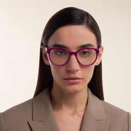 EYE'M Round Eyeglasses in Purple – Model Photo 2