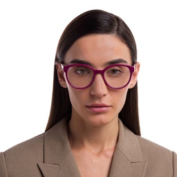EYE'M Round Eyeglasses in Purple – Model Photo 5