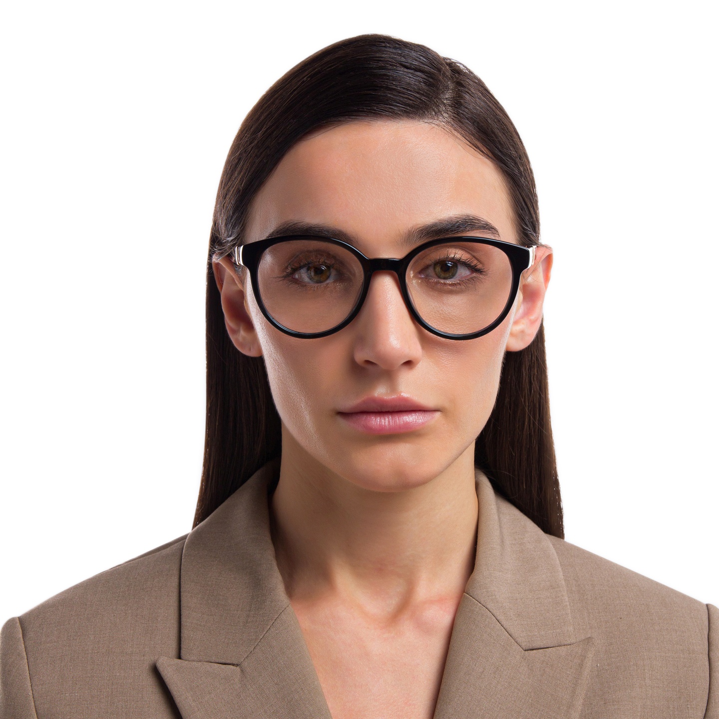 EYE'M Round Eyeglasses in Black – Model Photo 4