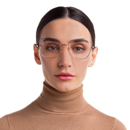 Shop EYE'M Wide Square Eyeglasses in Rose Gold online.