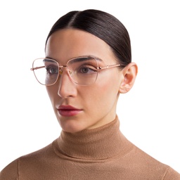 Shop EYE'M Wide Square Eyeglasses in Rose Gold online.