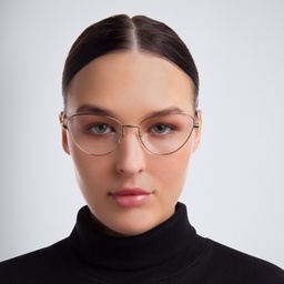 EYE'M Wide Cat Eye Eyeglasses in Gold – Model Photo 2
