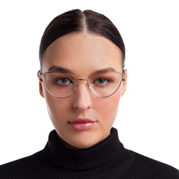 EYE'M Wide Cat Eye Eyeglasses in Gold – Model Photo 5