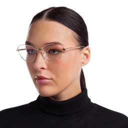 EYE'M Wide Cat Eye Eyeglasses in Gold – Model Photo 6