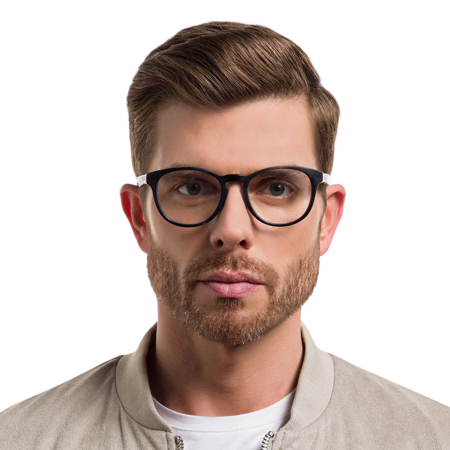 EYE'M Round Eyeglasses in Black – Model Photo 1