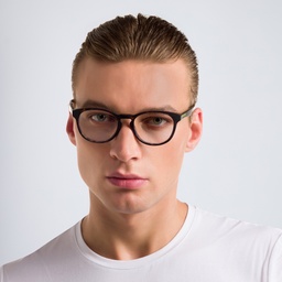 EYE'M Round Eyeglasses in Havana – Model Photo 2