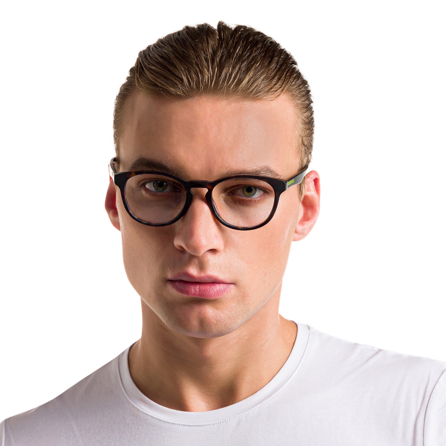 EYE'M Round Eyeglasses in Havana – Model Photo 5