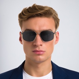 EYE'M Aviator Sunglasses in Silver – Model Photo 2