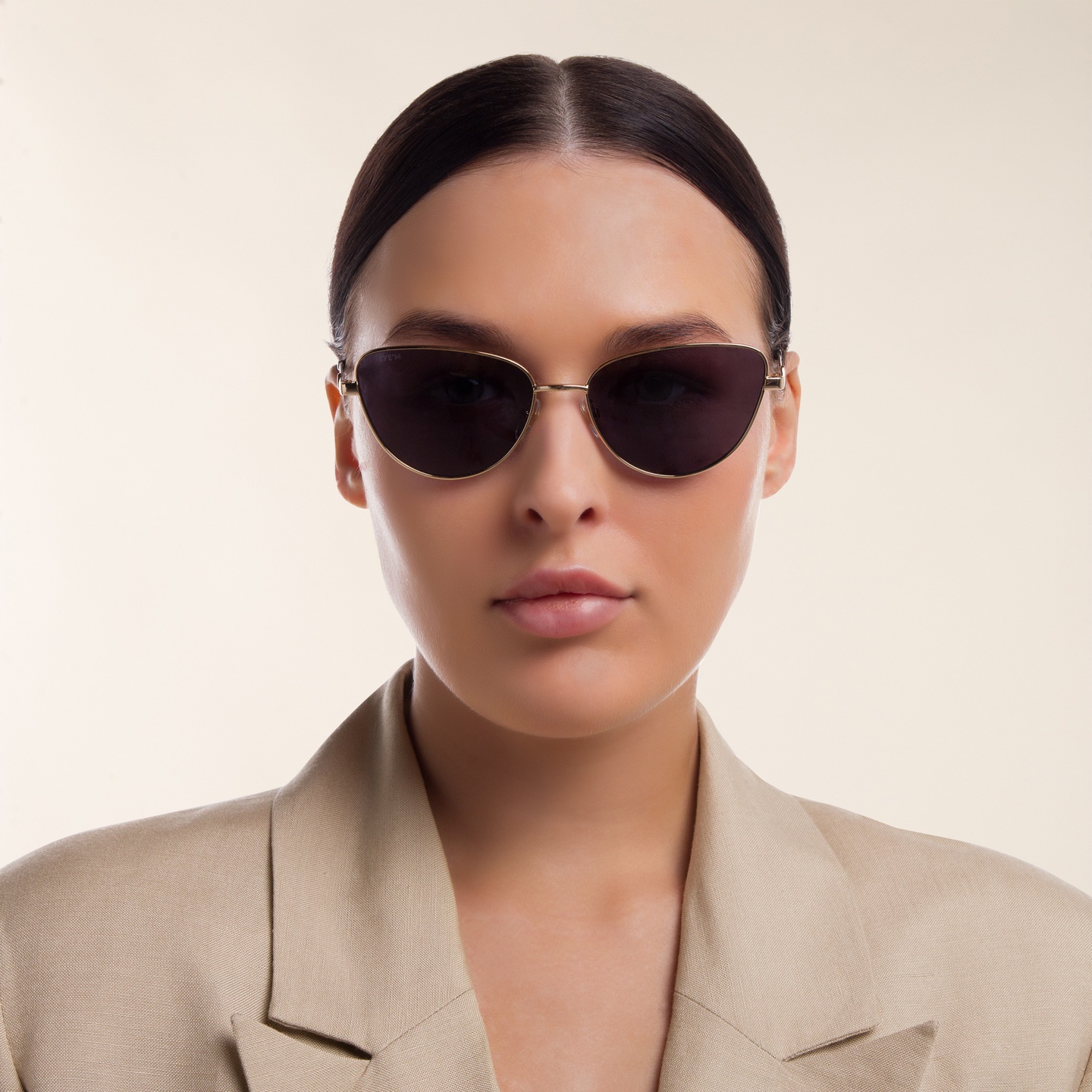 Shop EYE'M Cat-Eye Sunglasses in Gold online.