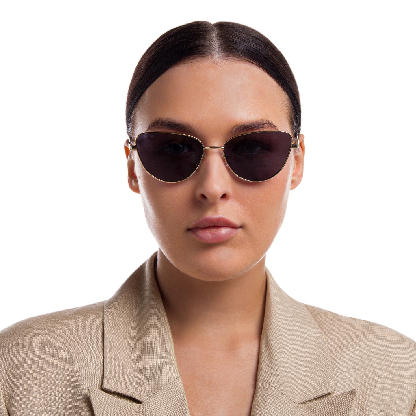 Shop EYE'M Cat-Eye Sunglasses in Gold online.