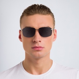 Shop EYE'M Rimless Rectangle Sunglasses in Silver online.