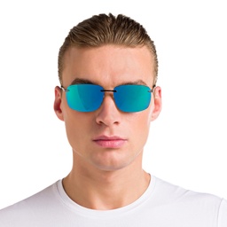 Shop EYE'M Rimless Rectangle Sunglasses in Black online.