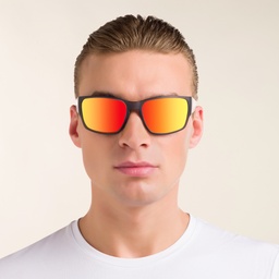 EYE'M Rectangle Sunglasses in Grey – Model Photo 2