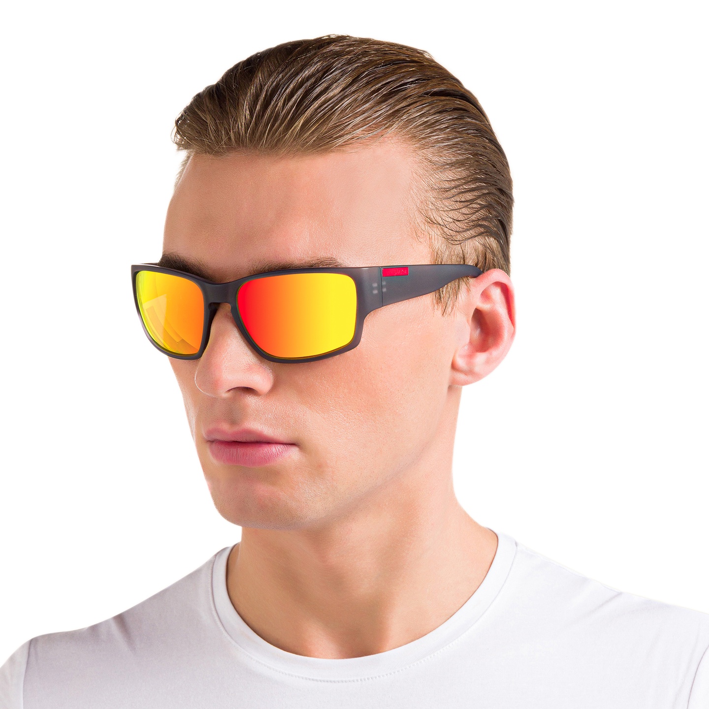 EYE'M Rectangle Sunglasses in Grey – Model Photo 5