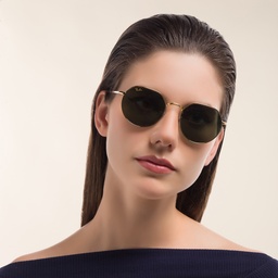 Ray-Ban Jack Unisex Irregular Sunglasses in Gold – Model Photo 2