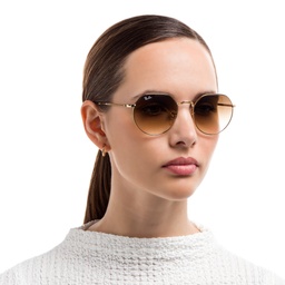 Ray-Ban Jack Unisex Irregular Sunglasses in Gold – Model Photo 5