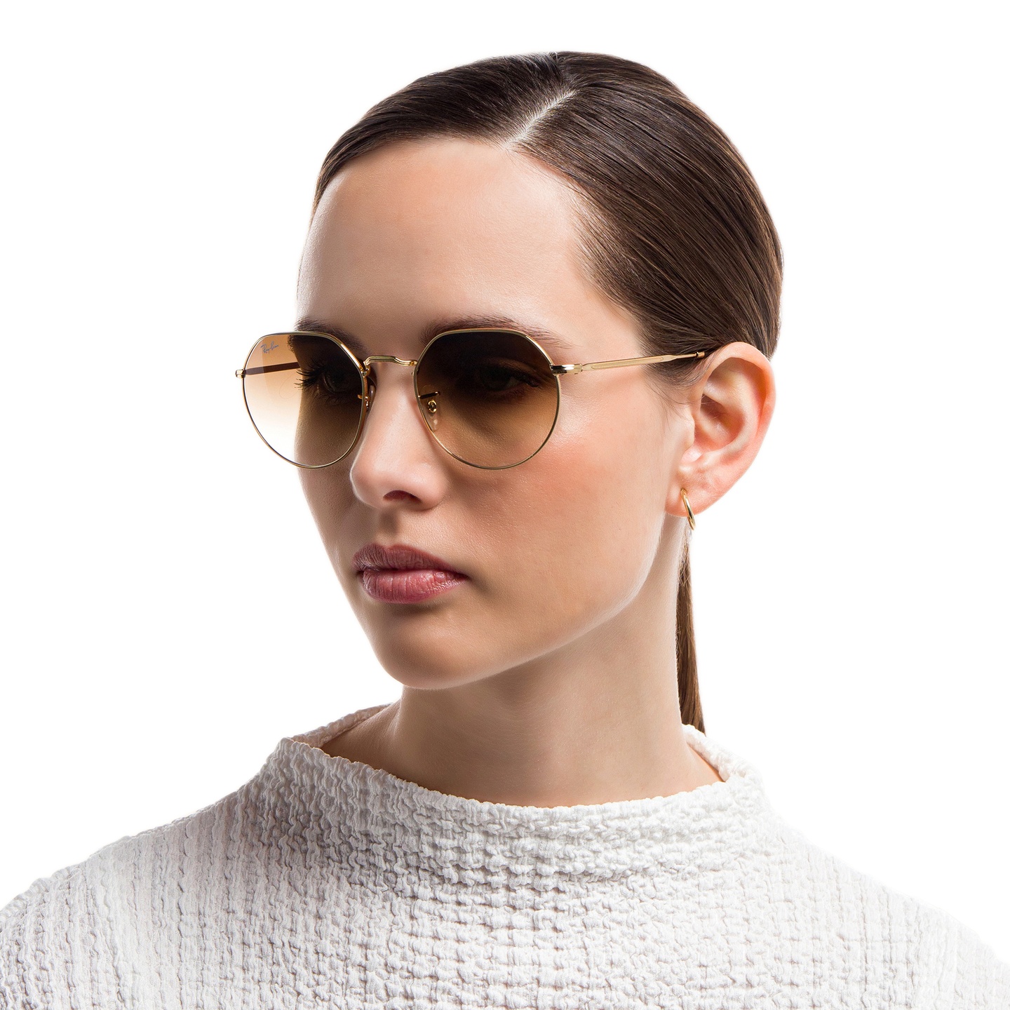 Ray-Ban Jack Unisex Irregular Sunglasses in Gold – Model Photo 5