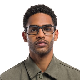 Emporio Armani Rectangle Eyeglasses in Matte Black – Model Photo 2