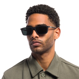 Emporio Armani Rectangle Eyeglasses in Matte Black – Model Photo 6