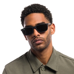 Emporio Armani Rectangle Eyeglasses in Matte Black – Model Photo 7