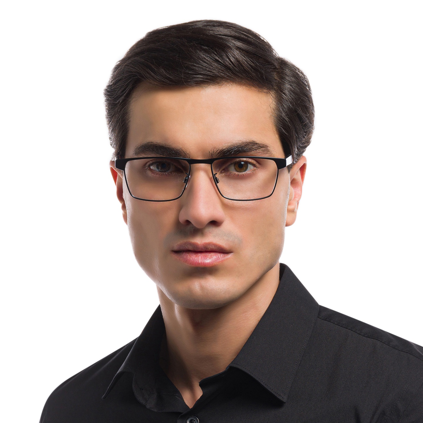 Shop Emporio Armani Wide Pillow Eyeglasses in Matte Black online.