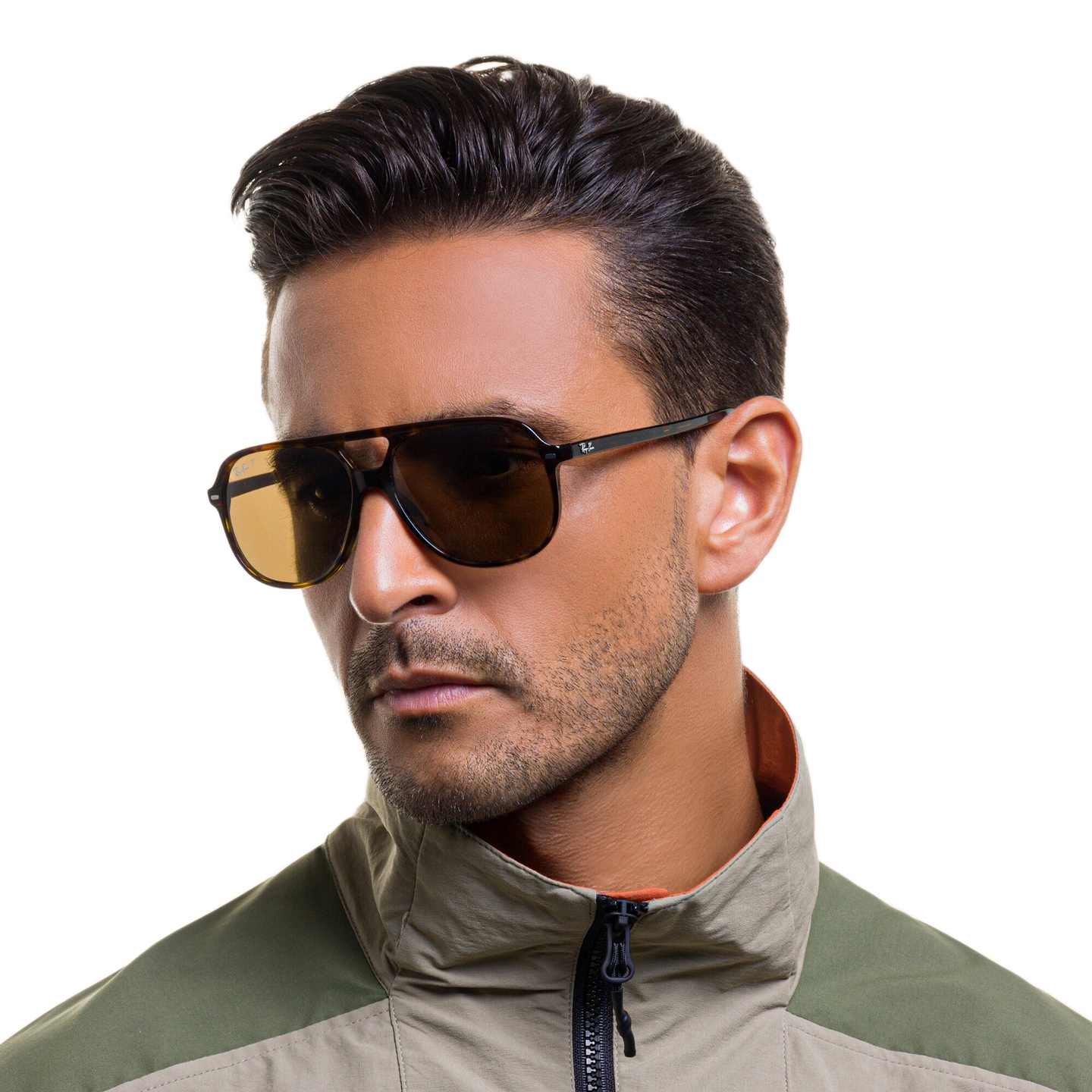 Ray-Ban Bill Unisex Square Sunglasses in Havana – Model Photo 1