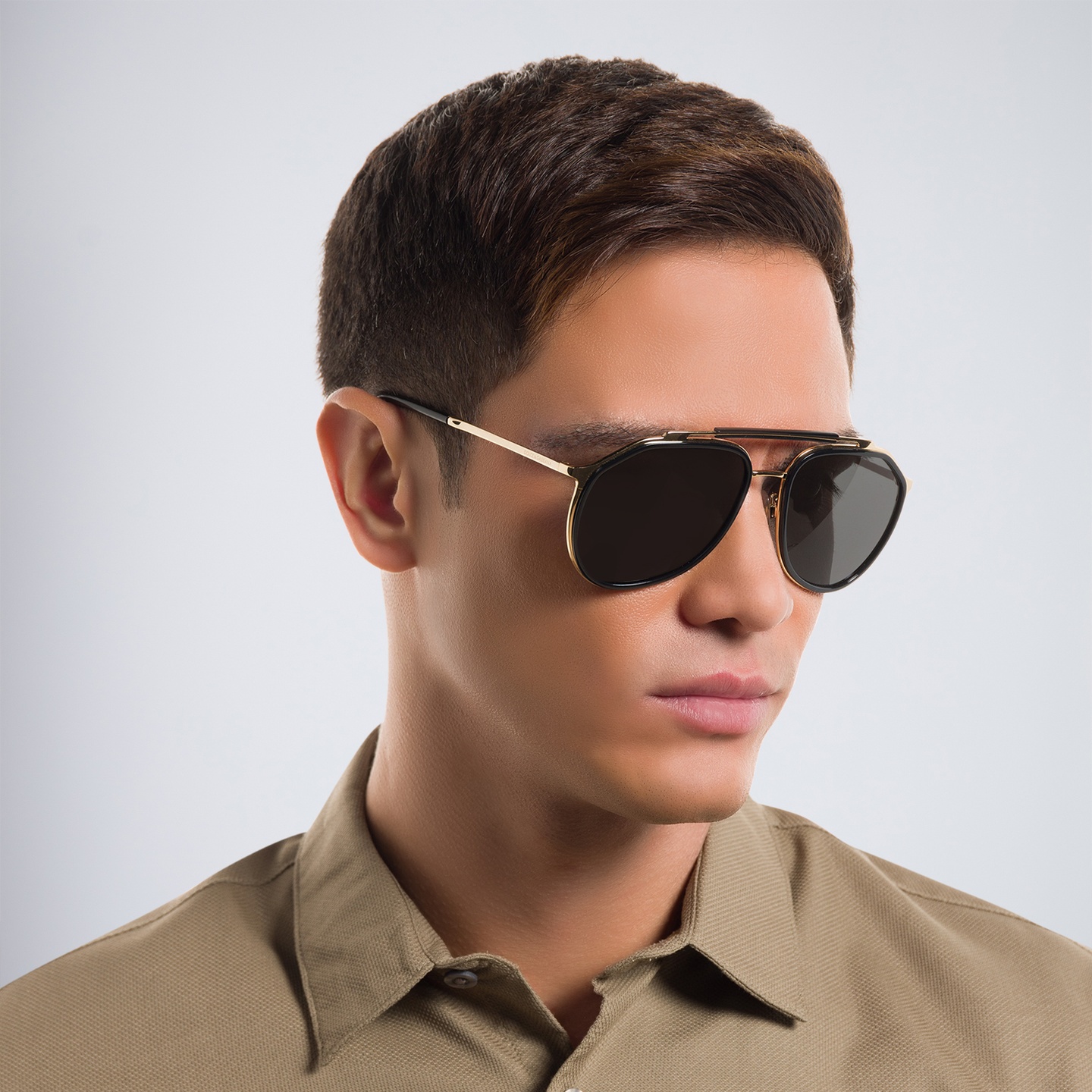 Shop Dolce & Gabbana Aviator Sunglasses in Black online.