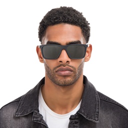 Shop Emporio Armani Rectangle Sunglasses in Matte Black online.