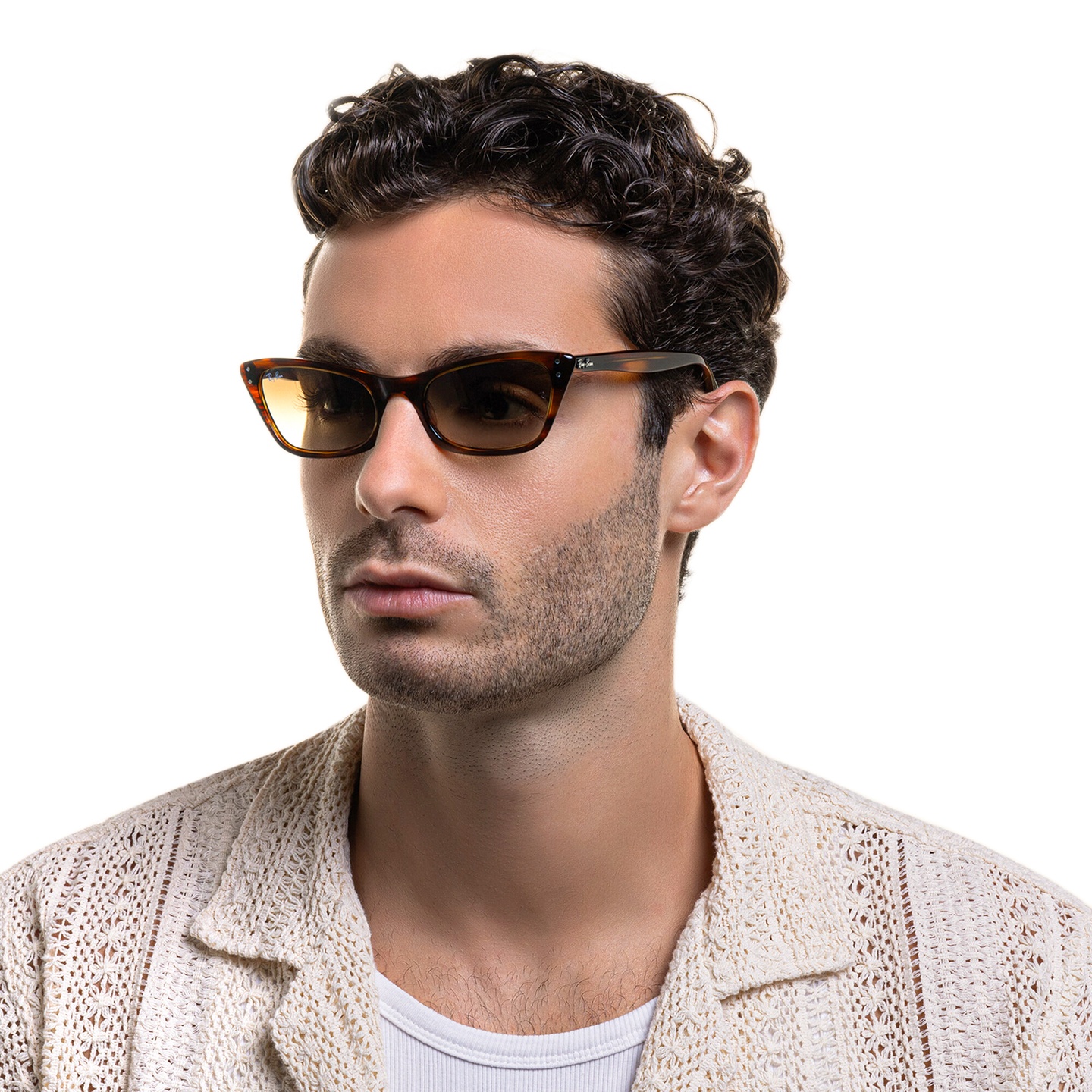 Ray-Ban Cat-Eye Sunglasses in Striped Havana – Model Photo 5