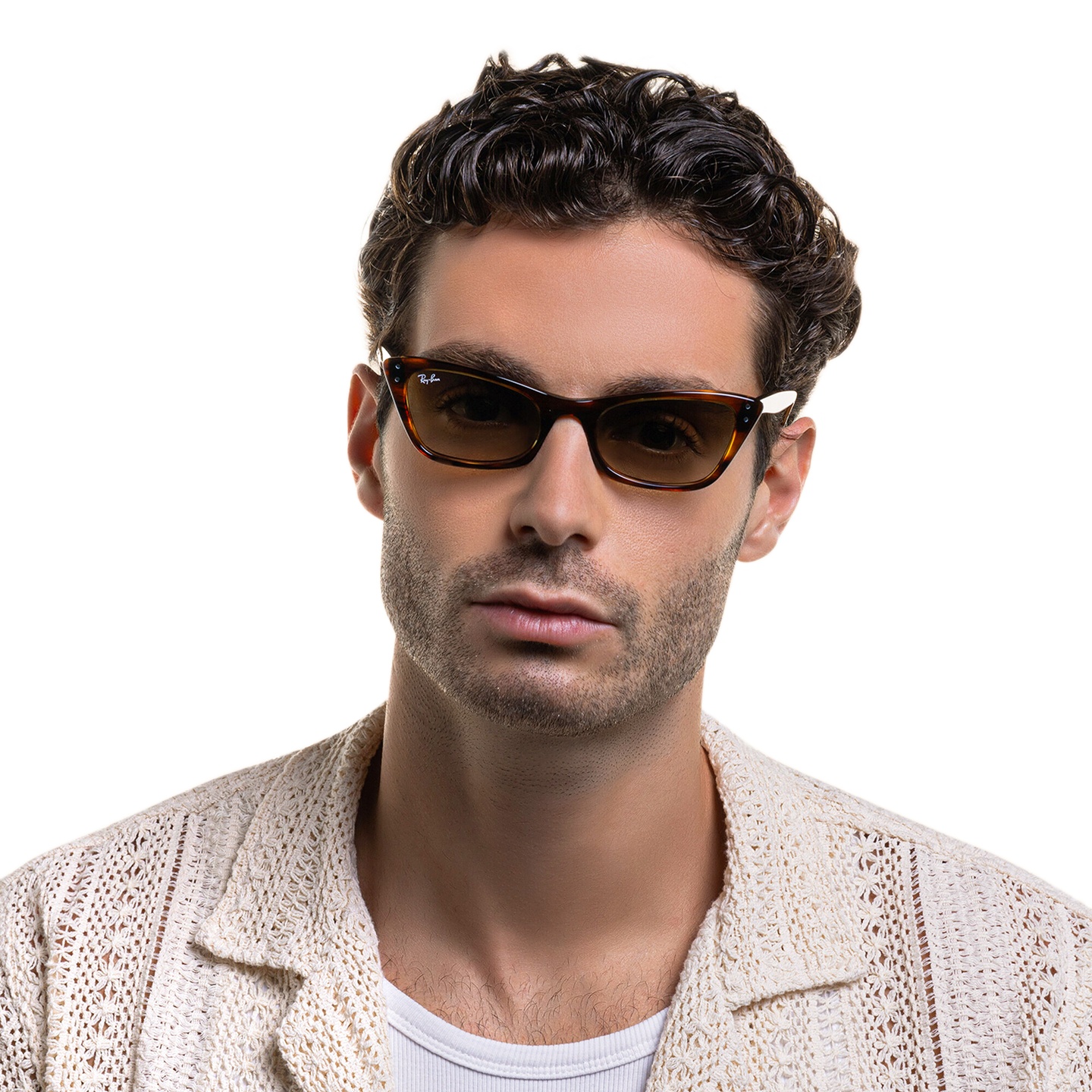 Ray-Ban Cat-Eye Sunglasses in Striped Havana – Model Photo 6