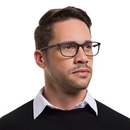 EYE'M Wide Rectangle Eyeglasses in Havana – Model Photo 5