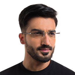 Shop EYE'M Rimless Wide Rectangle Eyeglasses in Grey online.