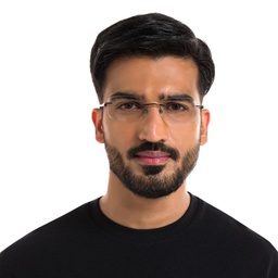 Shop EYE'M Rimless Wide Rectangle Eyeglasses in Gunmetal online.