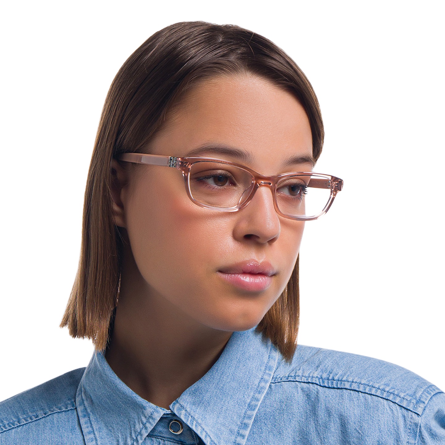 Shop EYE'M Rectangle Eyeglasses in Pink online.