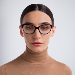 EYE'M Cat Eye Eyeglasses in Brown – Model Photo 2