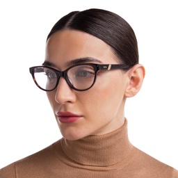 EYE'M Cat Eye Eyeglasses in Brown – Model Photo 6