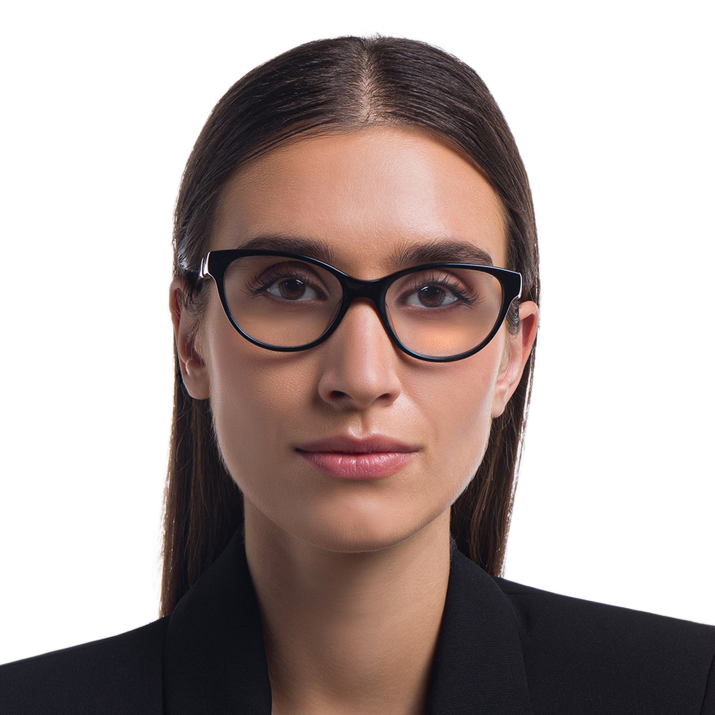 EYE'M Cat Eye Eyeglasses in Black – Model Photo 1