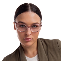 EYE'M Cat Eye Eyeglasses in Pink – Model Photo 5