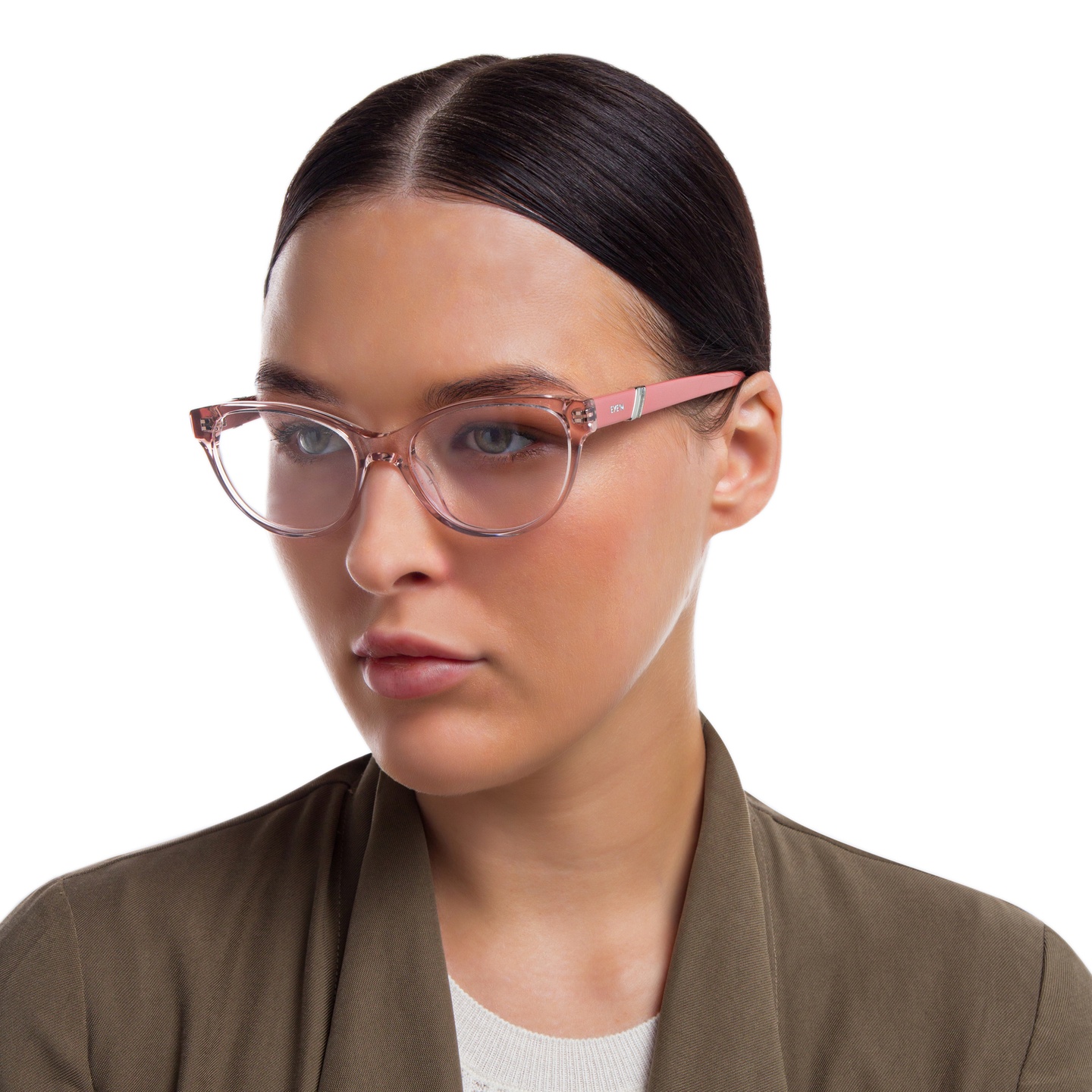 EYE'M Cat Eye Eyeglasses in Pink – Model Photo 5