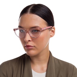 EYE'M Cat Eye Eyeglasses in Pink – Model Photo 6