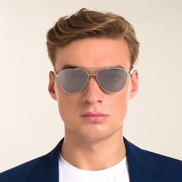 EYE'M Aviator Sunglasses in Grey – Model Photo 2