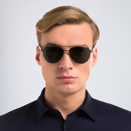 EYE'M Aviator Sunglasses in Grey – Model Photo 2